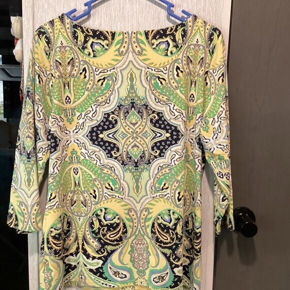 NWOT. Charter Club Women’s L Nylon & Spandex Print 3/4 Sleeve Top - Picture 4 of 9